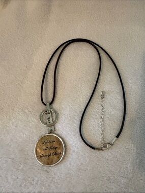 ‼️3/$10‼️ Inspirational Medallion Pendant Necklace - Brown Cord